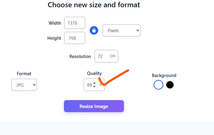 Image quality percentage setting in Picture Compressor