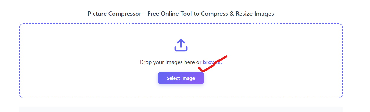 Picture Compressor official website and Select Image button